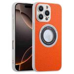 For iPhone 16 Pro Max Glitter Lens MagSafe Magnetic Phone Case(Orange)