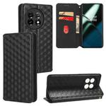 For OnePlus 11R / OnePlus Ace 2 Cubic Grid Texture Flip Leather Phone Case(Black)