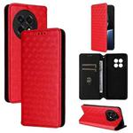 For OnePlus 13R / Ace 5 / Ace 5 Pro Cubic Grid Texture Flip Leather Phone Case(Red)