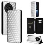 For OnePlus 13R / Ace 5 / Ace 5 Pro Cubic Grid Texture Flip Leather Phone Case(Silver)