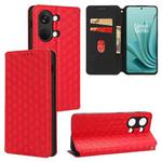 For OnePlus Ace 2V / Nord 3 Cubic Grid Texture Flip Leather Phone Case(Red)