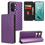 For OnePlus Ace 2V / Nord 3 Cubic Grid Texture Flip Leather Phone Case(Purple)