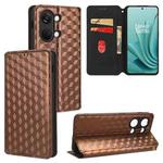 For OnePlus Ace 2V / Nord 3 Cubic Grid Texture Flip Leather Phone Case(Brown)