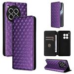 For OnePlus Ace 3 Pro Cubic Grid Texture Flip Leather Phone Case(Purple)