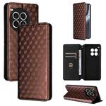 For OnePlus Ace 3 Pro Cubic Grid Texture Flip Leather Phone Case(Brown)
