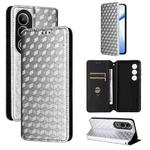 For OnePlus Ace 3V Cubic Grid Texture Flip Leather Phone Case(Silver)