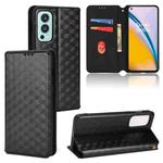 For OnePlus Nord 2 5G Cubic Grid Texture Flip Leather Phone Case(Black)
