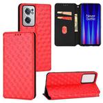 For OnePlus Nord CE 2 5G Cubic Grid Texture Flip Leather Phone Case(Red)