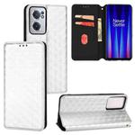 For OnePlus Nord CE 2 5G Cubic Grid Texture Flip Leather Phone Case(Silver)