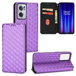 For OnePlus Nord CE 2 5G Cubic Grid Texture Flip Leather Phone Case(Purple)