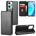 For OnePlus Nord CE 2 Lite 5G Cubic Grid Texture Flip Leather Phone Case(Black)