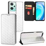 For OnePlus Nord CE 2 Lite 5G Cubic Grid Texture Flip Leather Phone Case(Silver)