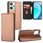 For OnePlus Nord CE 2 Lite 5G Cubic Grid Texture Flip Leather Phone Case(Brown)