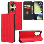 For OnePlus Nord CE 3 Lite / Nord N30 Cubic Grid Texture Flip Leather Phone Case(Red)