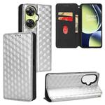For OnePlus Nord CE 3 Lite / Nord N30 Cubic Grid Texture Flip Leather Phone Case(Silver)