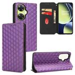 For OnePlus Nord CE 3 Lite / Nord N30 Cubic Grid Texture Flip Leather Phone Case(Purple)