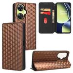 For OnePlus Nord CE 3 Lite / Nord N30 Cubic Grid Texture Flip Leather Phone Case(Brown)