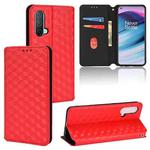 For OnePlus Nord CE 5G Cubic Grid Texture Flip Leather Phone Case(Red)