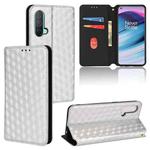 For OnePlus Nord CE 5G Cubic Grid Texture Flip Leather Phone Case(Silver)