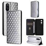 For OnePlus Nord CE4 Lite Cubic Grid Texture Flip Leather Phone Case(Silver)