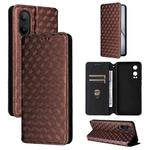 For OnePlus Nord CE4 Lite Cubic Grid Texture Flip Leather Phone Case(Brown)