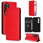 For OnePlus Nord CE4 Cubic Grid Texture Flip Leather Phone Case(Red)