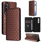 For OnePlus Nord CE4 Cubic Grid Texture Flip Leather Phone Case(Brown)