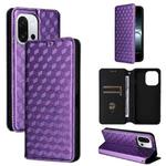 For OnePlus 13T Cubic Grid Texture Flip Leather Phone Case(Purple)