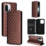 For OnePlus 13T Cubic Grid Texture Flip Leather Phone Case(Brown)