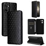 For OnePlus Ace 5 Racing Cubic Grid Texture Flip Leather Phone Case(Black)