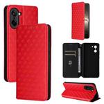 For OnePlus Ace 5 Racing Cubic Grid Texture Flip Leather Phone Case(Red)