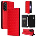 For OnePlus Nord 5 / OnePlus Ace 5 Ultra Cubic Grid Texture Flip Leather Phone Case(Red)