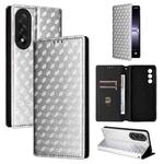 For OnePlus Nord 5 / OnePlus Ace 5 Ultra Cubic Grid Texture Flip Leather Phone Case(Silver)