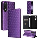 For OnePlus Nord 5 / OnePlus Ace 5 Ultra Cubic Grid Texture Flip Leather Phone Case(Purple)