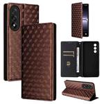 For OnePlus Nord 5 / OnePlus Ace 5 Ultra Cubic Grid Texture Flip Leather Phone Case(Brown)