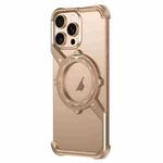 For iPhone 16 Pro Max S Shaped 360 Holder Airbag Frameless MagSafe Metal Phone Case(Desert Gold)