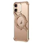 For iPhone 16 Plus S Shaped 360 Holder Airbag Frameless MagSafe Metal Phone Case(Desert Gold)