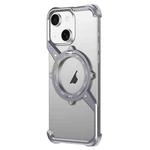 For iPhone 14 S Shaped 360 Holder Airbag Frameless MagSafe Metal Phone Case(Space Gray)