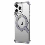 For iPhone 13 Pro Max S Shaped 360 Holder Airbag Frameless MagSafe Metal Phone Case(Space Gray)