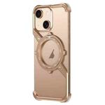 For iPhone 13 S Shaped 360 Holder Airbag Frameless MagSafe Metal Phone Case(Desert Gold)