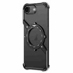 For iPhone 16e S Shaped 360 Holder Airbag Frameless MagSafe Metal Phone Case(Black)