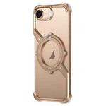 For iPhone 16e S Shaped 360 Holder Airbag Frameless MagSafe Metal Phone Case(Desert Gold)