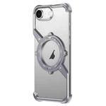 For iPhone 16e S Shaped 360 Holder Airbag Frameless MagSafe Metal Phone Case(Space Gray)