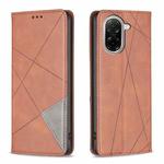 For Xiaomi Poco C71 Rhombus Texture Magnetic Leather Phone Case(Brown)