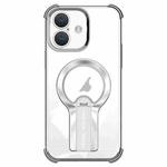 For iPhone 16 Shockproof Electroplating MagSafe Holder Phone Case(Silver)