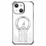 For iPhone 14 Shockproof Electroplating MagSafe Holder Phone Case(Silver)