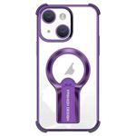 For iPhone 13 Shockproof Electroplating MagSafe Holder Phone Case(Purple)