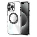 For iPhone 15 Pro Max Transparent Glitter Mirror Rotating Holder Phone Case(Black)