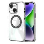 For iPhone 14 Transparent Glitter Mirror Rotating Holder Phone Case(Black)