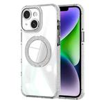 For iPhone 14 Transparent Glitter Mirror Rotating Holder Phone Case(Silver)